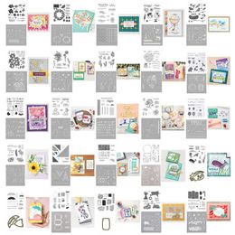 2pcs/lot Alphabet Dies Stitched Triangles Hippo Wreath Blooms Clear Stamp & Dies for DIY Scrapbooking Po Album Paper Craft 210702