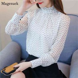 Blusas Fashion Chiffon Blouse Women Loose Casual Plus Size Shirts Polka Dot Stand Collar Elegant 82e3 210512