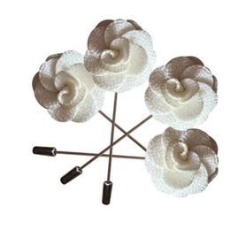 100Pcs White Handmade Guest Boutonniere Pins Silk Rose Artificial Flowers Groomsman Best Men Women Brooch Corsage Wedding Flower