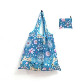 46*40cm Soft Foldable Shopping Big bag polyester portable bag free Gift Nylon Foldable Reusable Eco-Friendly Custom