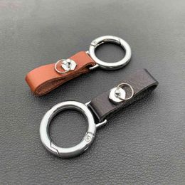 Cow Leather Car Key Chain Men's Waist Hanging Metal Ring Buckle Removable Pendant