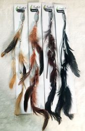 Fashion Natural Feather Leather Hair Clips Hair Extension Headdress Wedding Headwear Clip Accessories Black Light Brown