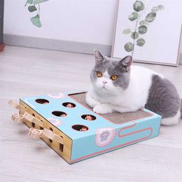 Funny Cat Toy Turntable Ball Scratch Board Round Corrugated Paper Grinder Multi Holes Grind Claw Training 211122