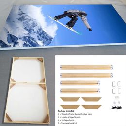 Natural Wooden DIY Frame For Canvas Painting Posters Pos Pictures, Easy to Assemble, Wall Frame Custom Frame Longlife Wood 210611