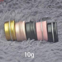 Empty 10g Rose Gold Silver Pink Black Aluminum Jar Makeup Lip Balm Cosmetic Cream Small Packaging Bottle Travel Containers 10mlgood qty