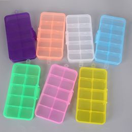 adjustable compartment boxes Australia - 10 Slots Plastic Storage Jewelry Boxes Compartment Adjustable Container for Beads Earring Pendant Necklace Portable Rectangle Box Case