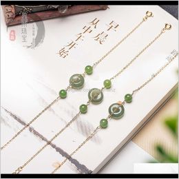 Link, Chain Bracelets Jewellery Drop Delivery 2021 Link Xingyu Nature Hetian Yuqing Baiyu Pingan Clasp Bracelet 14K Baojin Handpieces Womens Cr