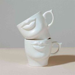 Персонализированные 3D рот керамический кофе кружка белый ручной работы фарфоровый чай для чая молока творческий прописки специальный подарок для мамы мужчин женщины 210804