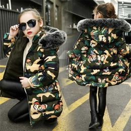 Fashion Winter Jackets For Girls Coat Children Clothing Long Sleeve Kids Outerwear 4 5 6 7 8 9 10 11 12 Years 211203