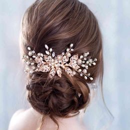 Flower Accessories Bride Headpiece Pearl Rhinestone Wedding Comb Women Hair Jewellery Decoration