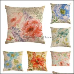 Cushion/Decorative Pillow Home Textiles & Garden Bohemian Boho Er Decorative Pillowcase Floral Cushion Case 45*45Cm Neck Travel Decor Drop D