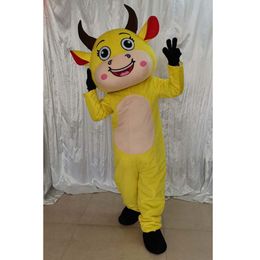 Halloween Yellow Cow Mascot Costume Top Quality Animal theme character Carnival Adult Size Fursuit Christmas Birthday Party Dress