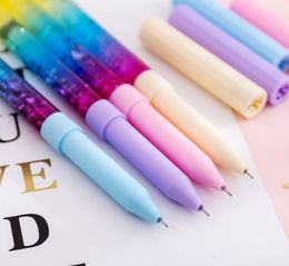 Rainbow Drift Sand Creative Ballpoint Pens Glitter Crystal Colourful Kids Novelty Stationery Gift Office Fun Release Relax Play Ball Pen