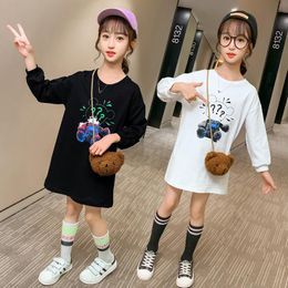 Vestidos de niña ropa adolescente ropa primavera otoño historieta coreana  camiseta princesa vestido para niñas 11 12 años al por mayor lindo