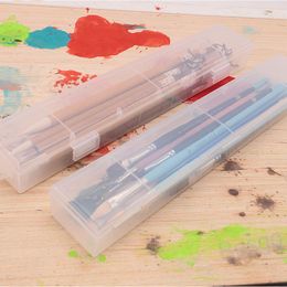 Plastic Transparent Gouache Pen Box Students Pencil Case Multifunction Storage Boxes Nail Manicure Tools Storage Brush Organiser BH5526 TYJ