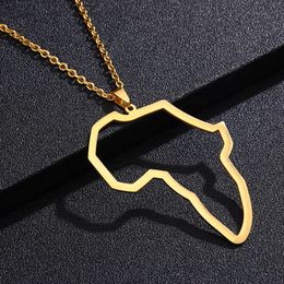 Stainless Steel Africa map Pendant necklace Hip Hop Gold chains Necklaces for women men fashion Jewellery
