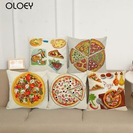 Cushion/Decorative Pillow Pizza Geometric Pattern Linen Cushion Cover, Size 45x45cm, Home Bedroom Office Decoration, El Car Decoration Cover