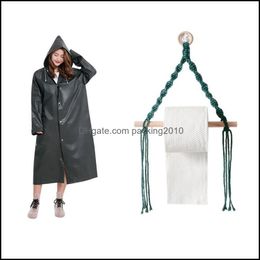 Raincoats Household Sundries Home Gardenraincoats Eva Raincoat Waterproof Transparent Black & Wall Hanging Wooden Stick Roll Paper Holder To