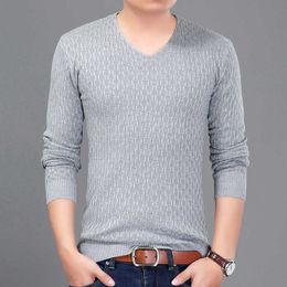 2020 New Year's Casual Wear V-neck Solid Men's Pullover Sweaters White Korean Fashion Slim Fit Sweater Male Plus Size M~3XL Y0907