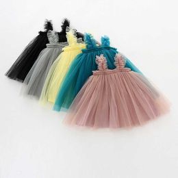 Cute Summer Baby Dress Girls Tulle Tutu Sleeveles Mesh Strap Princess Birthday Party DQ364 Q0716