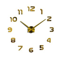 2021 New Clock Watch Wall Clocks Horloge 3d Diy PVC Mirror Stickers Home Decoration Living Room Quartz Needle