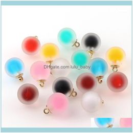 Charms Findings & Components Jewelrycharms 10Piece 16Mm Korean Style Colorful Matte Glass Ball Double Color Pendant For Diy Earrings Jewelry