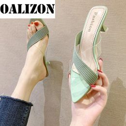 Sandals Summer Women Pointed Toe High Female Slippers Lady Slip On Casual Jelly Shoes PVC Transparent Crystal Woman