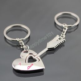 Couple Key ring Love Heart Interlock Keychain Metal Alloy Simple Romantic Valentine'S Day Gift Car Bag Pendant