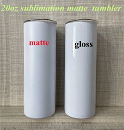 sublimation matte straight tumbler 20oz matte skinny tumblers stainless steel slim cup vacuum insulated travel mug best gift