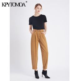Stylish High Waist Harem Pants Washed Effect Jeans Women Fashion Pockets Zipper Fly With Darts Ankle Trousers Jean 210420