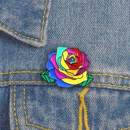 Pins, Brooches HOSENG Cartoon Colorful Rose Flower Plant Brooch Women Man Coat Cap Jewelry Luxury Pin Gift HS_772