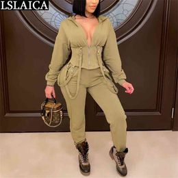 Tracksuit Women Fashion 2 Piece Outfits for Pants and Top Hooded Sets Casual Lounge Wear Autumn Sweat Suits Conjunto 210515