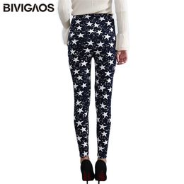 BIVIGAOS Spring Summer Womens Fashion Black Milk Thin Stretch leggings Coloured Stars Graffiti Slim Skinny Leggings Pants Female 211014