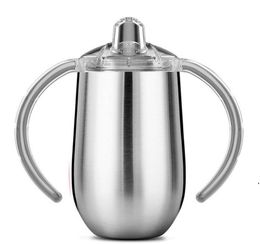 new 10oz Stainless Steel Sippy Cups with Double Handles Insulated Coffee Mug Vacuum Beer Milk Cup Baby Cups sea shipping EWB8020