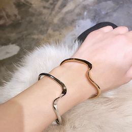 Ripple Cuff Bracelet Japanese Korean Style Simple Bracelets Cold wind Elegant Women Wild Female Design Sense Wave Open hand Jewellery
