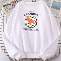 Karasuno Haikyuu High School Club Print Mens Hoodies Warm Comfortable Sportwear Thick Fashion Hooded Oversized Soft Men'S Hoody H1218