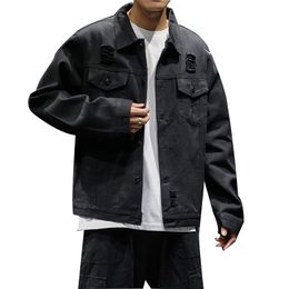 Men's Jackets Bomber Denim Cotton Men Jeans Jacket Slim Fit Jean Hip Hop Hole Coats Fashion Streetwear 5XL