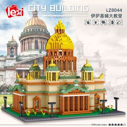 Creative 3104pcs Isa Kiev Cathedral Russia Architecture 3D Model DIY Mini Diamond Building Blocks Bricks Toys for Children Gift X0503