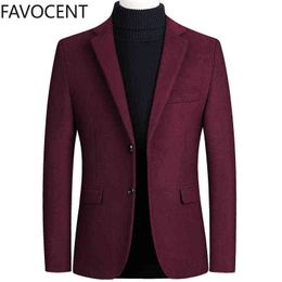 Fashion Mens Coats and Jackets Male One Piece Blazer Top Wool Blends Suit Men Jacket Spring Smart Casual Coat Solid Two Buttons Y1122