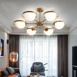 Chandeliers Nordic LED Glass Loft Modern Luster Suspension Chandelier Lighting Living Room Creative Ceiling Lamps Light Fixtures