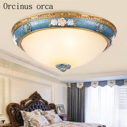 Ceiling Lights European Simplified Antique Lamp Dome Room Restaurant Bedroom Balcony American Creative Carving Glass Light