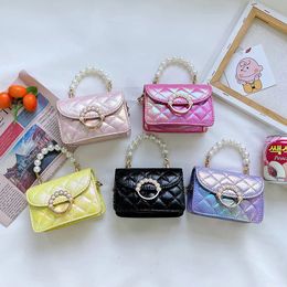 Korean Style Kids Purses and Handbags Little Girl Laser Crossbody Bags Baby Coin Pouch Party Pearl Tote Kid Wallet