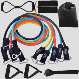 12Pcs/Set Latex Tubes Resistance Bands 150/100 LBS Home Gym Strength Training Pull Rope Yoga Tension Band Fitness Equipment H1026