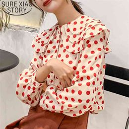 Autumn Fashion Women Tops and Blouses Chiffon Long Sleeve Casual Clothing Sweet Polka Dot Ruffles 5327 50 210506