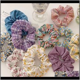 Fashion Styles Lady Girl Scrunchy Ring Elastic Bands Flower Plaid Large Intestine Sports Dance Scrunchie Hairband Ttrot Accessories Usrvn