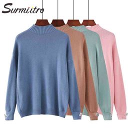 Knitted Warm Sweater Female For Autumn winter Ladies Long Sleeve Women Turtleneck Tricot Pullover Blue Jumper 210421