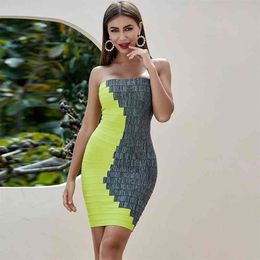 Women Dress Bandage Fashion Strapless Sexy Elegant Party Club Midi Vestidos Summer Dresses 210515