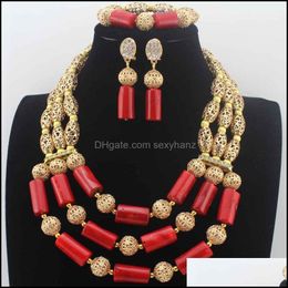 Earrings & Necklace Jewellery Sets Beautif Purple Coral Beads Nigerian Wedding Set African Costume W13669 Drop Delivery 2021 Oe2Qb