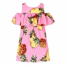 Toddler Girl Dresses Robe Fille 2021 Brand Children Pineapple Dress Kids Clothing Strapless Princess Dress for Girls Clothes Q0716