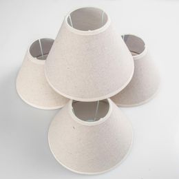 Lamp Covers & Shades E14 E12 Chandelier Shades, Hardback Candle Cotton Linen Lampshade, 8 Inch, Set Of 4